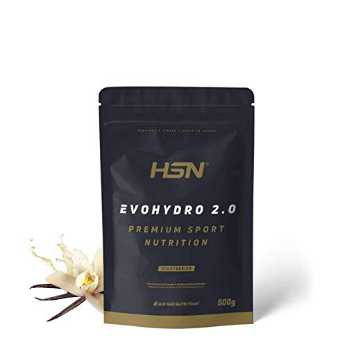 Proteína Hidrolizada de Suero de HSN Evohydro 2.0 | Hydro Whey | A partir de Whey Protein Isolate | Rica en BCAAs y Glutamina | Proteína Vegetariana, Sin Gluten, Sin Lactosa, Sabor Vainilla, 500g