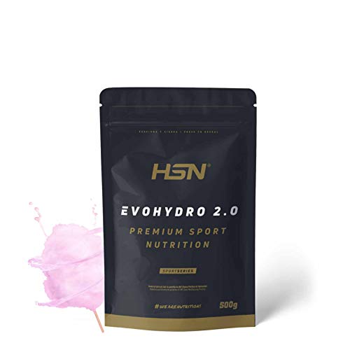 Proteína Hidrolizada de Suero de HSN Evohydro 2.0 | Hydro Whey | A partir de Whey Protein Isolate | Rica en BCAAs y Glutamina | Proteína Vegetariana, Sin Gluten, Sin Lactosa, Algodón de Azúcar, 500g