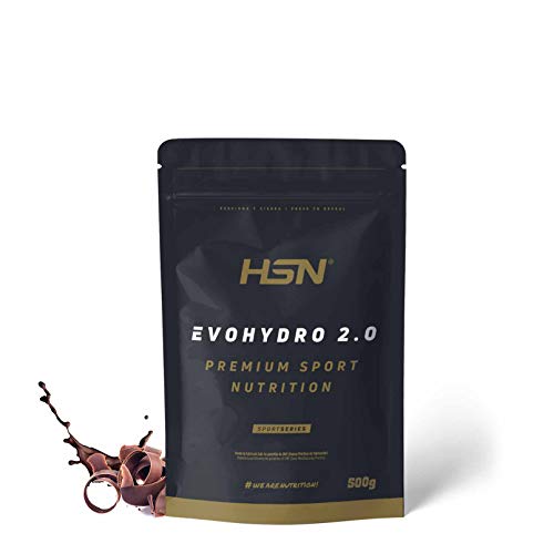 Proteína Hidrolizada de Suero de HSN Evohydro 2.0 | Hydro Whey | A partir de Whey Protein Isolate | Rica en BCAAs y Glutamina | Proteína Vegetariana, Sin Gluten, Sin Lactosa, Sabor Chocolate, 500g