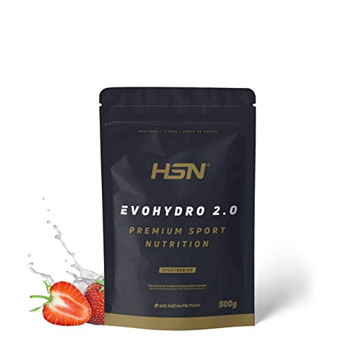Proteína Hidrolizada de Suero de HSN Evohydro 2.0 | Hydro Whey | A partir de Whey Protein Isolate | Rica en BCAAs y Glutamina | Proteína Vegetariana, Sin Gluten, Sin Lactosa, Sabor Fresa, 500g