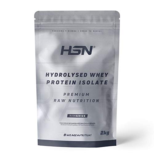 Proteína Hidrolizada Sin Lactosa de HSN | Hydrolysed Whey Protein Isolate | Proteína de Suero Hidrolizado Aislada | Batido para Ganar Masa Muscular, | Vegetariano, Sin Gluten, Sin Sabor, 2 Kg