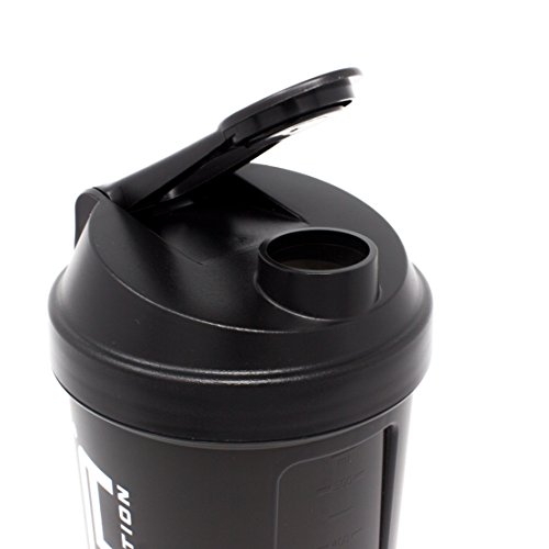 Proteína Shaker de 500 ml, con compartimento para los polvos de 100 ml, con tamiz, Botella Mezcladora, a prueba de fugas, BPA libre, FSA Nutrition - Negro