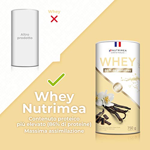 Proteína Whey en Polvo - Suero de leche - Para Entrenar, el Crecimiento Muscular, el Rendimiento, la Recuperación - Sabor a Vainilla - 26 g de proteína por porción - Nutrimea - Fabricado en Francia Proteína Whey en Polvo - Suero de leche - Para Entrenar, el Crecimiento Muscular, el Rendimiento, la Recuperación - Sabor a Vainilla - 26 g de proteína por porción - Nutrimea - Fabricado en Francia