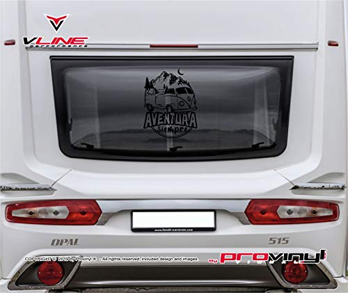 Provinyl Pegatina Furgoneta Aventura Siempre, Varios tamaños a Elegir, para Camper, Caravanas y Autocaravanas. (Negro, 18 x 23cm) Provinyl Pegatina Furgoneta Aventura Siempre, Varios tamaños a Elegir, para Camper, Caravanas y Autocaravanas. (Negro, 18 x 23cm)