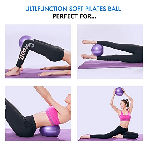 PROVO 2 Piezas Pelota de Ejercicios de Pelota de Mini Pilates de Yoga para Ejercicios Abdominales y Ejercicios básicos de rehabilitación de Hombros, Balón Anti explosión (22-25cm, Azul y Morado)