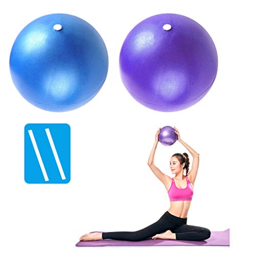 PROVO 2 Piezas Pelota de Ejercicios de Pelota de Mini Pilates de Yoga para Ejercicios Abdominales y Ejercicios básicos de rehabilitación de Hombros, Balón Anti explosión (22-25cm, Azul y Morado)