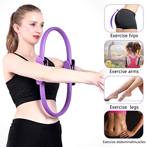 PROVO Yoga Aro Pilates, Anillo de Pilates con asaentrenamiento para Resistencia y Flexibilidad, Anillo Yoga Círculo Mágico para Fitnes Ring Pilates Círculo de Ejercicio Mágico para Quemar Grasa