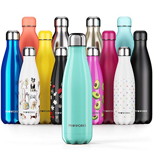 Proworks Botellas de Agua Deportiva de Acero Inoxidable | Cantimplora Termo con Doble Aislamiento para 12 Horas de Bebida Caliente y 24 Horas de Bebida Fría - Libre de BPA - 500ml – Verde Proworks Botellas de Agua Deportiva de Acero Inoxidable | Cantimplora Termo con Doble Aislamiento para 12 Horas de Bebida Caliente y 24 Horas de Bebida Fría - Libre de BPA - 500ml – Verde