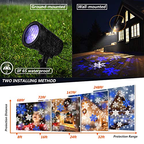 Proyector De Luces NavideñAs,Luz Led NavideñA Con Control Remoto,Para LáMpara De ProyeccióN Exterior Impermeable Ip65 Para JardíN,Navidad, Fiesta, Tormenta De Nieve Copo De Nieve