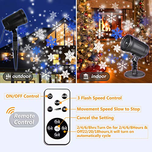 Proyector De Luces NavideñAs,Luz Led NavideñA Con Control Remoto,Para LáMpara De ProyeccióN Exterior Impermeable Ip65 Para JardíN,Navidad, Fiesta, Tormenta De Nieve Copo De Nieve