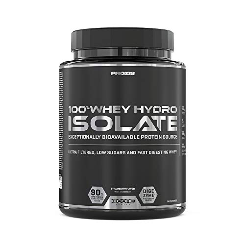 Prozis 100% Whey Hydro Isolate SS para la Quema De Grasas, la Recuperación Muscular y la Musculación, Fácil de Digerir y Bajo en Carbohidratos, Fresa - 2000 g