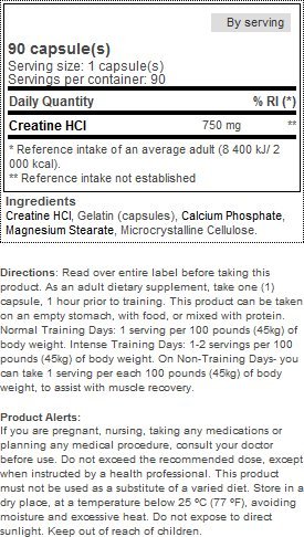 Prozis Creatine HCI 750mg 90 Caps - Complemento para Aumentar la Fuerza, el Rendimiento y el Crecimiento Muscular - 90 Dosis Prozis Creatine HCI 750mg 90 Caps - Complemento para Aumentar la Fuerza, el Rendimiento y el Crecimiento Muscular - 90 Dosis