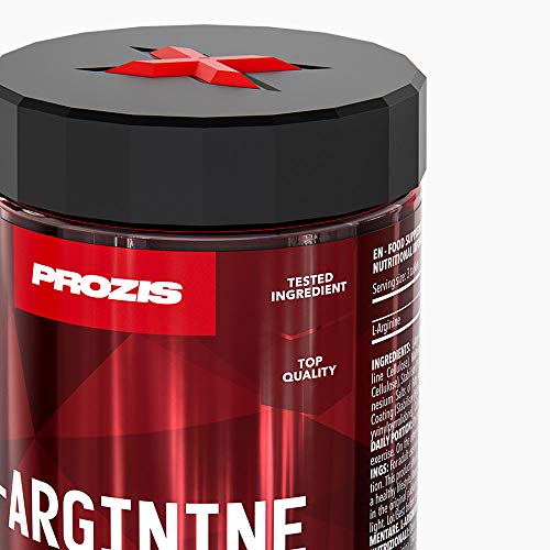 Prozis L-Arginine 2400 mg: Suplemento en comprimidos. Potenciador de óxido nítrico. Favorece la síntesis proteica, la salud cardiovascular, el desarrollo muscular y el rendimiento físico - 90 cápsulas