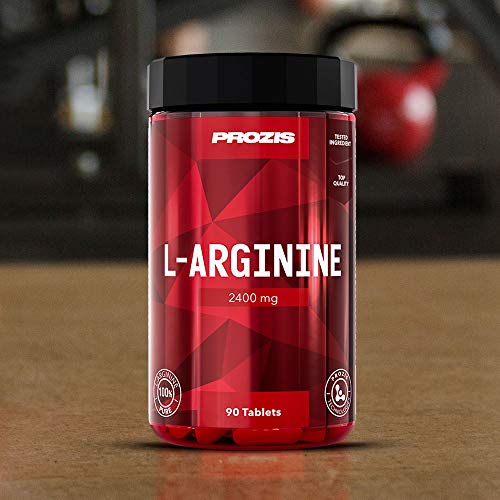 Prozis L-Arginine 2400 mg: Suplemento en comprimidos. Potenciador de óxido nítrico. Favorece la síntesis proteica, la salud cardiovascular, el desarrollo muscular y el rendimiento físico - 90 cápsulas