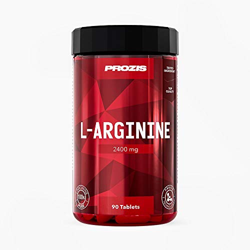 Prozis L-Arginine 2400 mg: Suplemento en comprimidos. Potenciador de óxido nítrico. Favorece la síntesis proteica, la salud cardiovascular, el desarrollo muscular y el rendimiento físico - 90 cápsulas