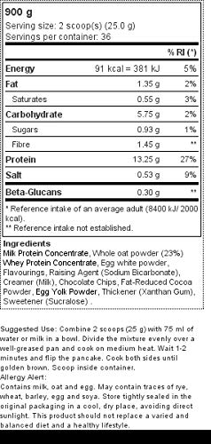 Prozis Pancake + Protein: Tortitas de avena con proteína, Pepitas de chocolate - 900 g