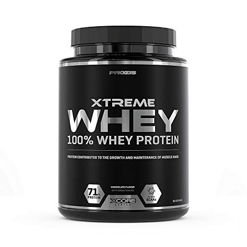 Prozis Xtreme Whey Protein SS Aumenta el Crecimiento y el Mantenimiento de la Masa Muscular, Suplemento Vegetariano con BCAA, Glutamina y Vitaminas, Chocolate - 2000 g