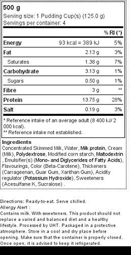 Prozis Zero Pudding, Sabor a Vainilla, Rico en Proteínas y Bajo Contenido de Carbohidratos y Azúcares - 4 x 125g