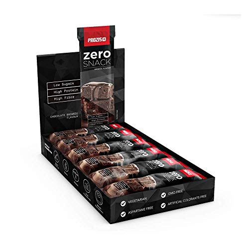 Prozis Zero Snack Barra Rico En Proteína y Bajo en Hidratos de Carbono y Azúcares, Brownie de Chocolate - 12 x 35 g