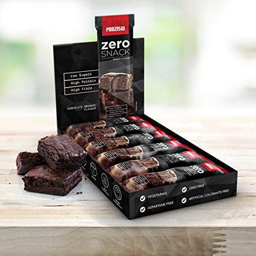 Prozis Zero Snack Barra Rico En Proteína y Bajo en Hidratos de Carbono y Azúcares, Brownie de Chocolate - 12 x 35 g