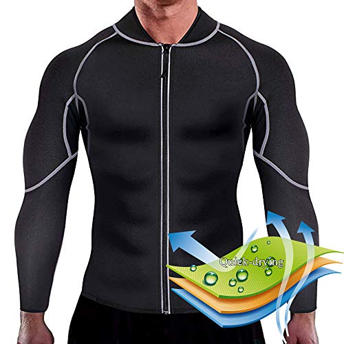 Puimentiua Blusa Camiseta Deportiva Neopreno para Hombre T-Shirt Manga Larga Adelgazante para Deporte Ejercicio