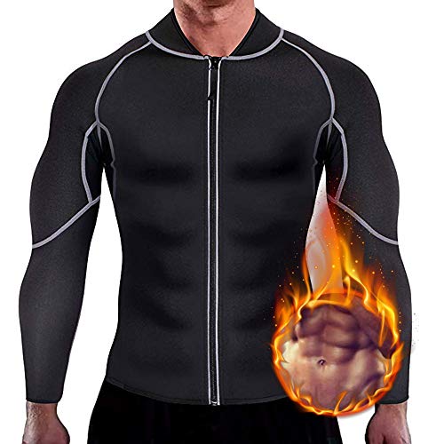 Puimentiua Blusa Camiseta Deportiva Neopreno para Hombre T-Shirt Manga Larga Adelgazante para Deporte Ejercicio