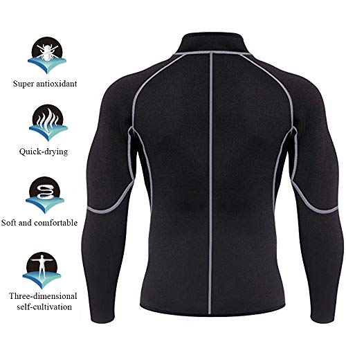 Puimentiua Blusa Camiseta Deportiva Neopreno para Hombre T-Shirt Manga Larga Adelgazante para Deporte Ejercicio