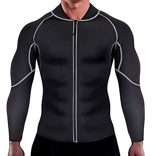 Puimentiua Blusa Camiseta Deportiva Neopreno para Hombre T-Shirt Manga Larga Adelgazante para Deporte Ejercicio