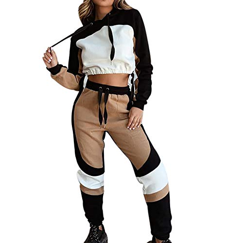 Puimentiua Conjunto de Chándal para Mujer Traje de 2 Piezas de Ropa Deportiva Top Sudadera con Capucha de Manga Larga y Pantalones Ajustados para Gimnasio Puimentiua Conjunto de Chándal para Mujer Traje de 2 Piezas de Ropa Deportiva Top Sudadera con Capucha de Manga Larga y Pantalones Ajustados para Gimnasio