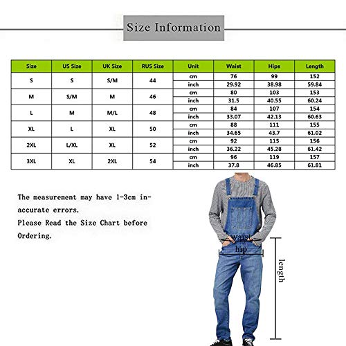 Puimentiua Pantalón Chandal para Hombre Mono Vaquero Mezclilla Jumpsuit Casual Corte Ajuste Holgado con Peto Tirante con Bolsillos Puimentiua Pantalón Chandal para Hombre Mono Vaquero Mezclilla Jumpsuit Casual Corte Ajuste Holgado con Peto Tirante con Bolsillos