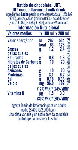 Puleva Batido de Chocolate - Pack de 6 x 200 ml - Total: 1200 ml