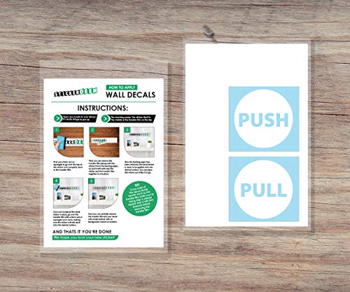 Pull Push Stickers - Tire de las etiquetas adhesivas para puertas de escaparate, salón, bar, cafetería, restaurante, oficina - Letrero de vinilo circulo - StickerDeen