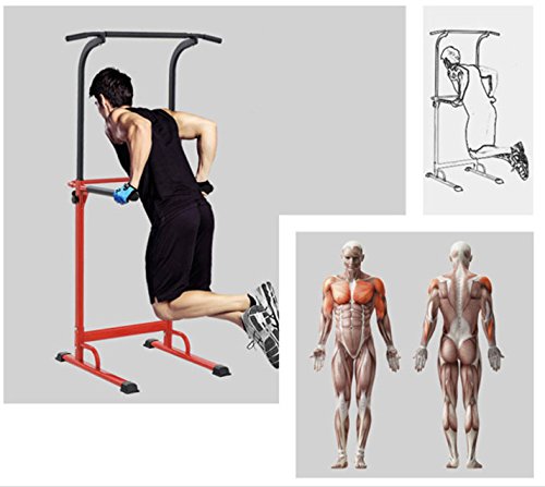 Pull up Fitness - Barra de tracción Ajustable para musculación multifunción, Color Rojo/Negro, tamaño Talla única, 107 x 38 x 9centimeters