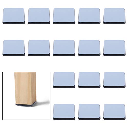 Pulluo 16pcs Deslizadores de Muebles Almohadillas para Mover Muebles Almohadillas de Teflón Protectores de Piso Deslizadores de Teflón para Silla Mesa Sofá (Cuadrado, 50 mm x 50 mm)