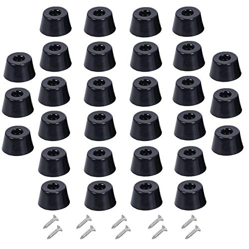 Pulluo 30 pcs patas de goma con tornillos para muebles Tacos de Goma Negro Muebles Almohadillas de Protección para Pies de Escritorios, Sofás, Sillas