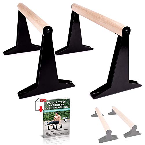 PULLUP & DIP Paralelas de Madera, Fitness Parallettes Bajas o Medianas con Mango Ergonómico, Barras Paralelas para Calistenia y Crossfit, Interiores y Exteriores (Paralelas Medio) PULLUP & DIP Paralelas de Madera, Fitness Parallettes Bajas o Medianas con Mango Ergonómico, Barras Paralelas para Calistenia y Crossfit, Interiores y Exteriores (Paralelas Medio)