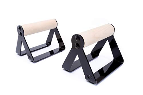 PULLUP & DIP Soporte para Flexiones con Mango de Madera Redondos y Acero de Alta Resistencia – Push Up Bars, Barras Paralelas, Barras de Flexiones de Manos Para Calistenia y Entrenamiento Físico