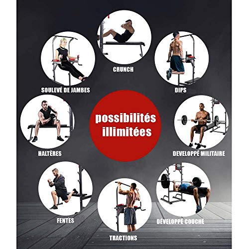 Pullup Fitness, Barra de dominadas ajustable, silla romana, estación de musculación, barra para fondos, banco de musculación plegable, estación de tracción y fondos multifunción Pullup Fitness, Barra de dominadas ajustable, silla romana, estación de musculación, barra para fondos, banco de musculación plegable, estación de tracción y fondos multifunción