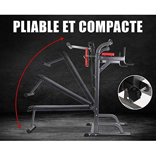 Pullup Fitness, Barra de dominadas ajustable, silla romana, estación de musculación, barra para fondos, banco de musculación plegable, estación de tracción y fondos multifunción Pullup Fitness, Barra de dominadas ajustable, silla romana, estación de musculación, barra para fondos, banco de musculación plegable, estación de tracción y fondos multifunción