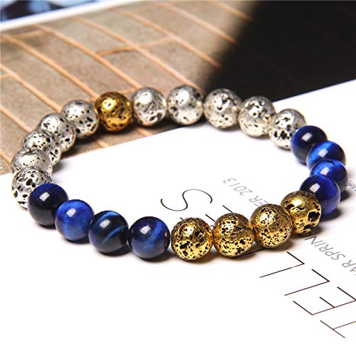 Pulsera De Cuentas De Piedra De Lava, Pulseras De Yoga De Ojo De Tigre Volcánico Electrochapado, Mujeres, Hombres 2, Azul Oscuro Pulsera De Cuentas De Piedra De Lava, Pulseras De Yoga De Ojo De Tigre Volcánico Electrochapado, Mujeres, Hombres 2, Azul Oscuro