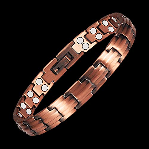 Pulsera magnética de cobre con imanes extrafuertes 1200 Gauss para mujer Joyas Wollet 19,5 CM / 10 MM para aliviar el dolor de la artritis