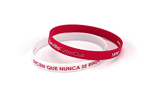 Pulsera Sevilla Fútbol Club Relieve Blanca y Roja Estándar para Hombre y Mujer | Pulsera Sevillista de silicona primera equipación | Apoya al Sevilla con un producto oficial | SFC