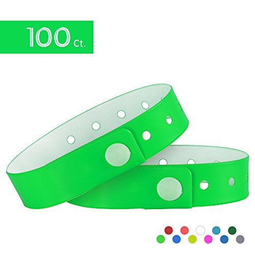 Pulseras de vinilo Ouchan, tres capas, resistentes al agua, color verde neón, ideales para eventos, paquete de 100 unidades, verde neón