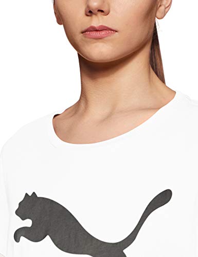 PUMA Active Logo tee T-Shirt, Mujer, Blanco (White/Cotton Black), XS