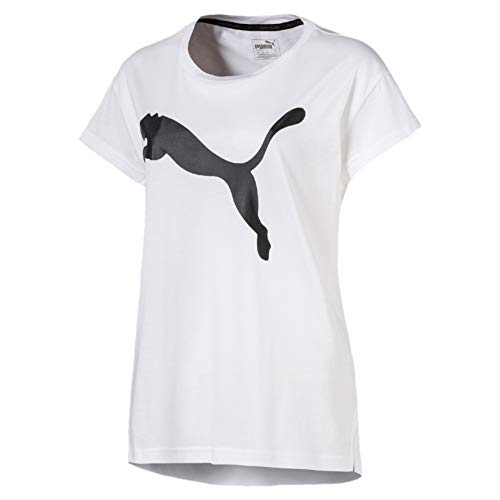 PUMA Active Logo tee T-Shirt, Mujer, Blanco (White/Cotton Black), XS