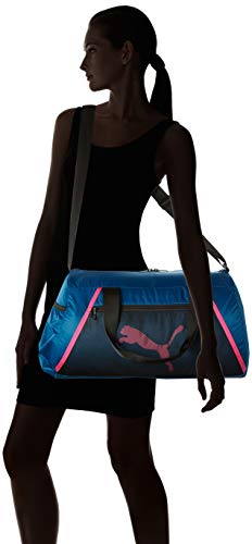 PUMA At ESS Barrel Bag Bolsa Deporte, Mujer, Digi/Blue Black/Luminous Pink, OSFA