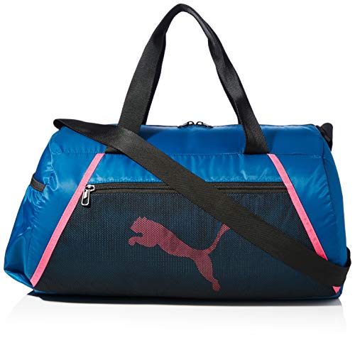 PUMA At ESS Barrel Bag Bolsa Deporte, Mujer, Digi/Blue Black/Luminous Pink, OSFA