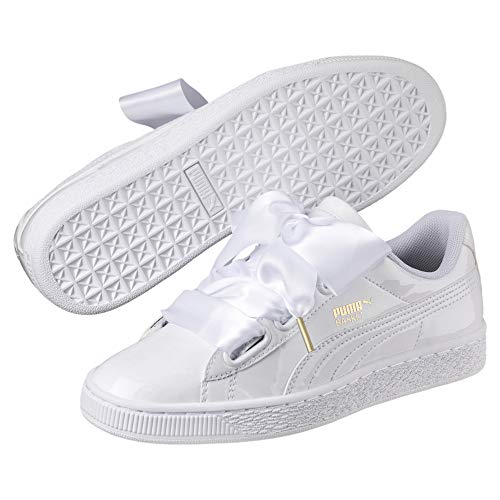 PUMA Basket Heart Patent Wn'S, Zapatillas Mujer, Blanco White White, 38 EU