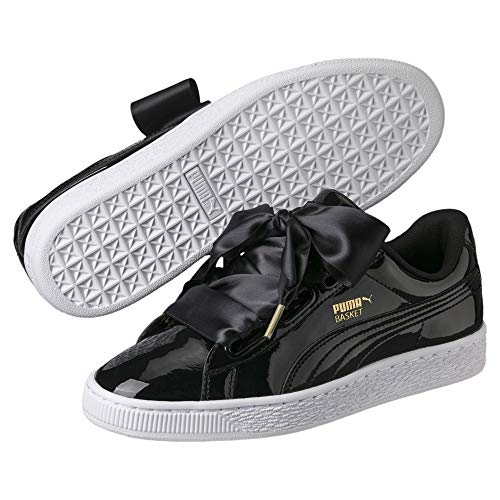 PUMA Basket Heart Patent Wn'S, Zapatillas Mujer, Negro Black Black, 39 EU