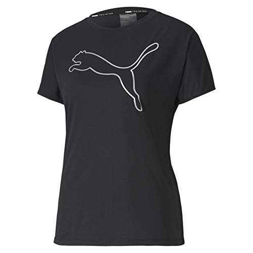 PUMA Cat tee Camiseta, Mujer, Black-Silver PRT, XS